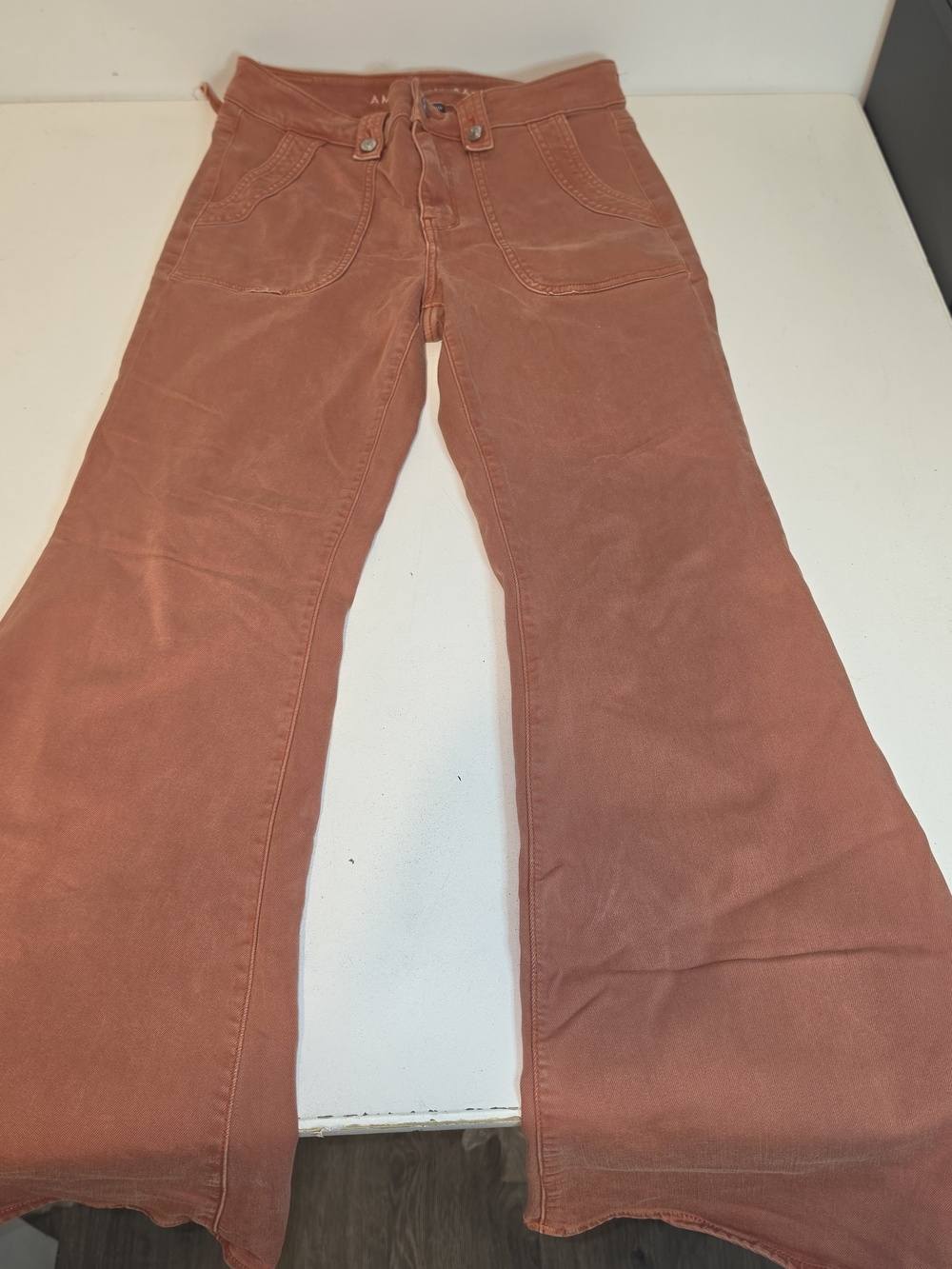 American Eagle Outfitters Rust Wide-Leg Flare Jeans